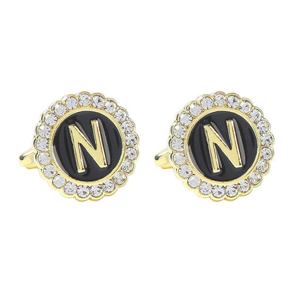 Round Diamond French Cufflinks Men&