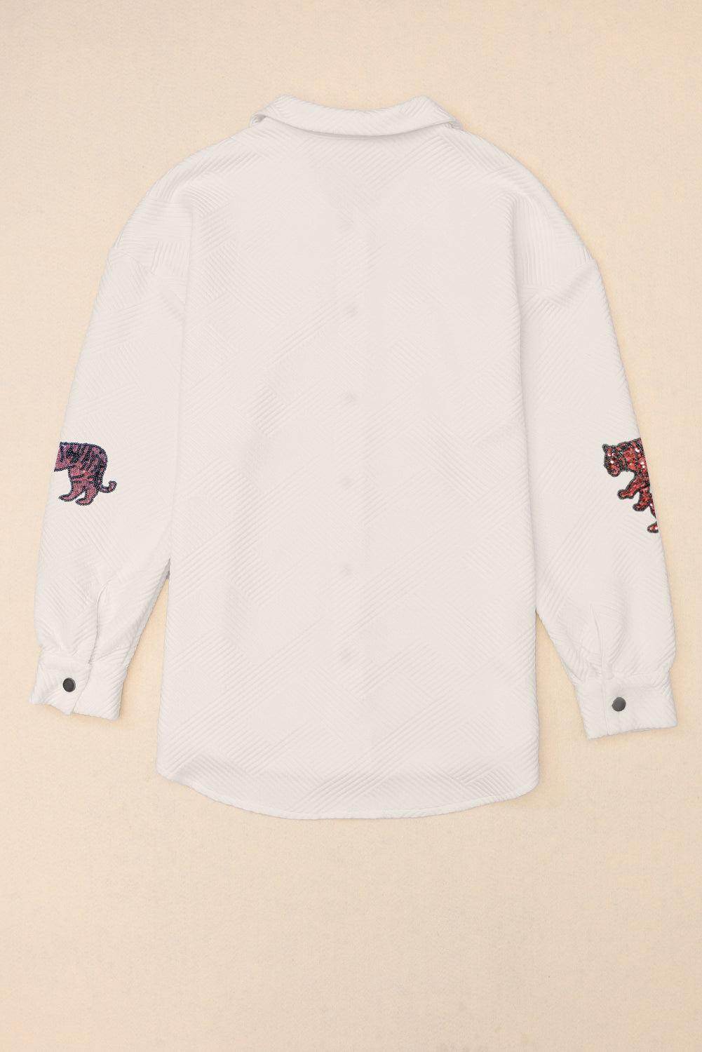 Tiger Sequin Dropped Shoulder Jacket for Trendy Style