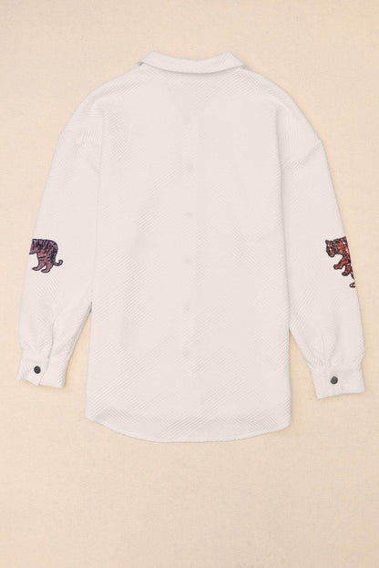 Tiger Sequin Dropped Shoulder Jacket for Trendy Style