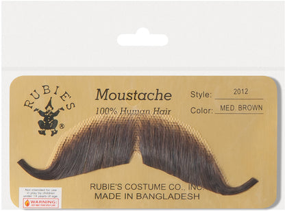 Medium Brown 100% Human Hair European Character Elegant Handlebar Mustache 2012