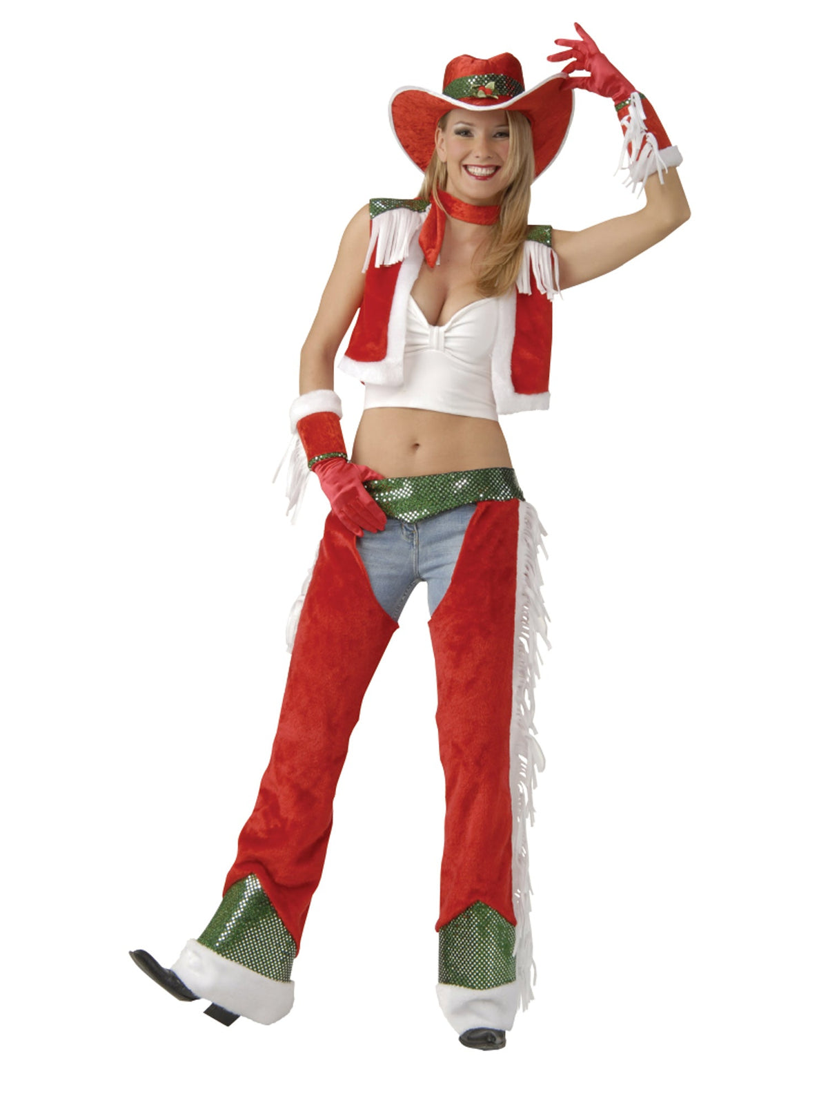 Lingerie Christmas Santa Red Cowboy Adult Costume