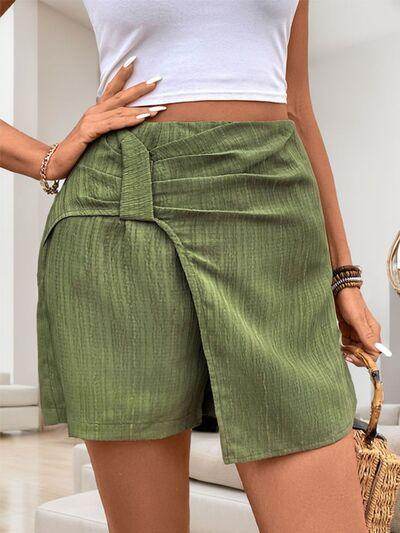 Perfee Ruched High Rise Shorts with Back Zipper for Women