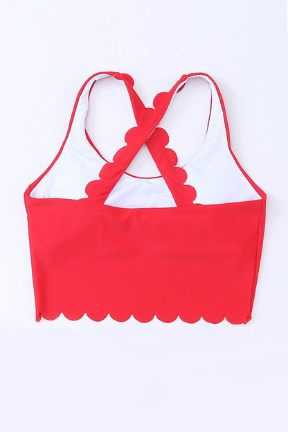 Crisscross Scoop Neck Swim Top