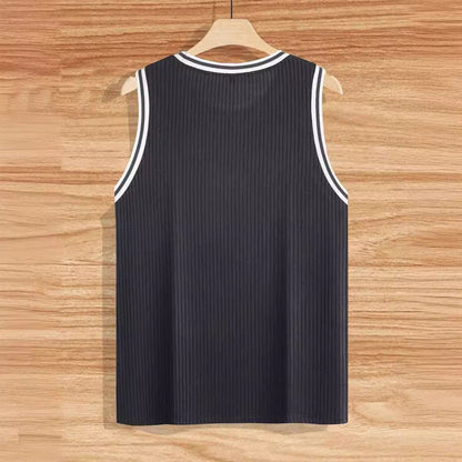 Knitted Vertical Stripes Fitness Sports Slim-fitting Vest