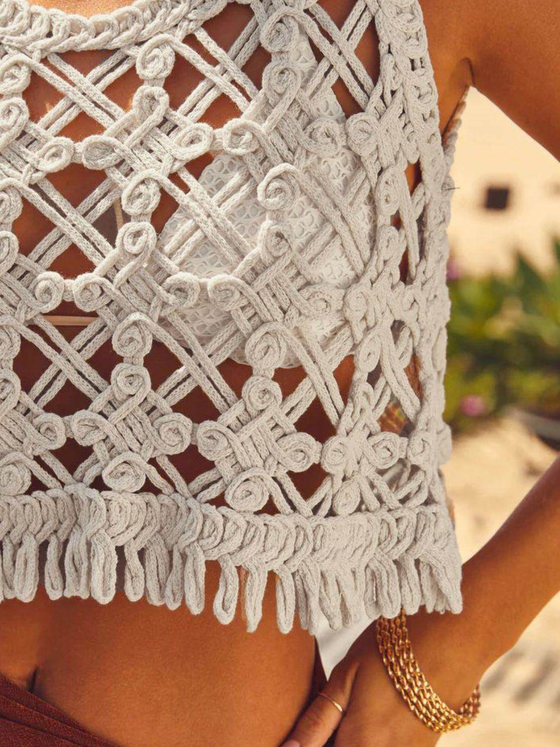 Cutout Round Neck Tank with Sheer Design for Women