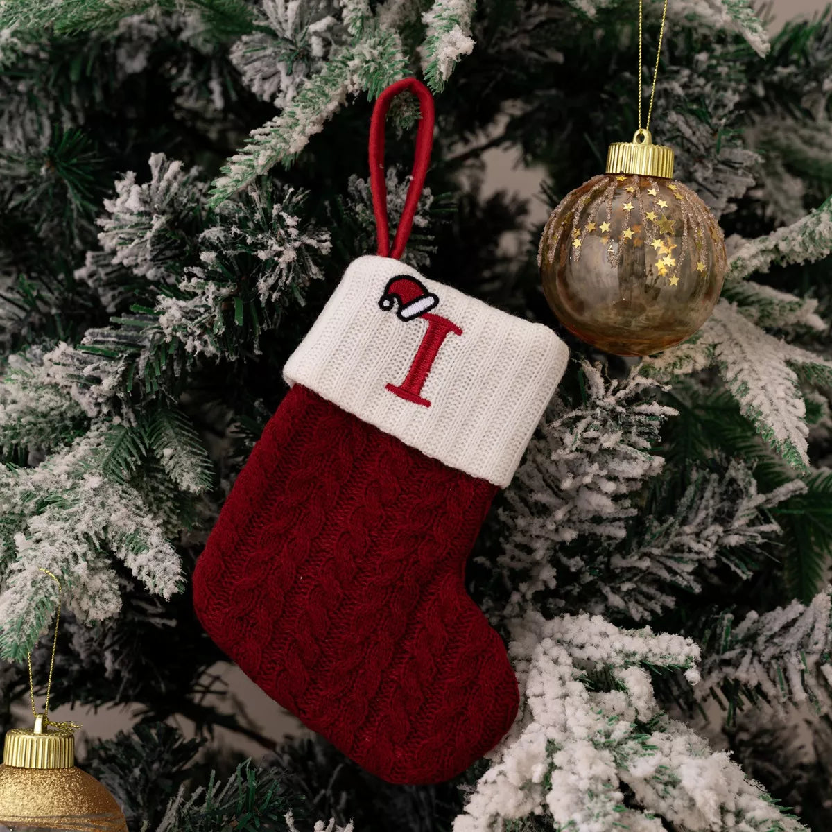 Cable-Knit Contrast Christmas Stockings