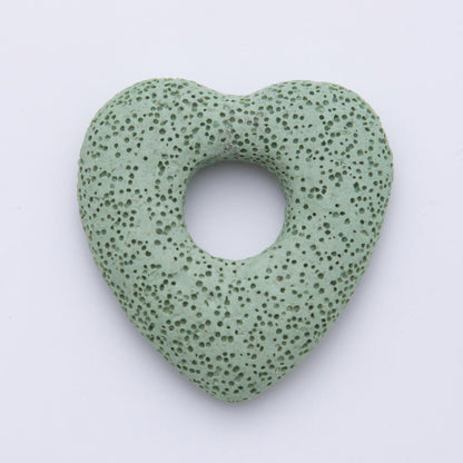 53mm Black, Blue, Green Textured Lava Stone Heart Lovely Finding | Z1470 ~ Z1473