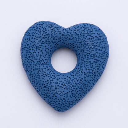 53mm Black, Blue, Green Textured Lava Stone Heart Lovely Finding | Z1470 ~ Z1473