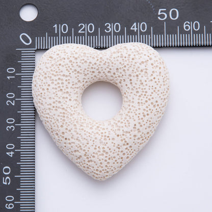 53mm Black, Blue, Green Textured Lava Stone Heart Lovely Finding | Z1470 ~ Z1473