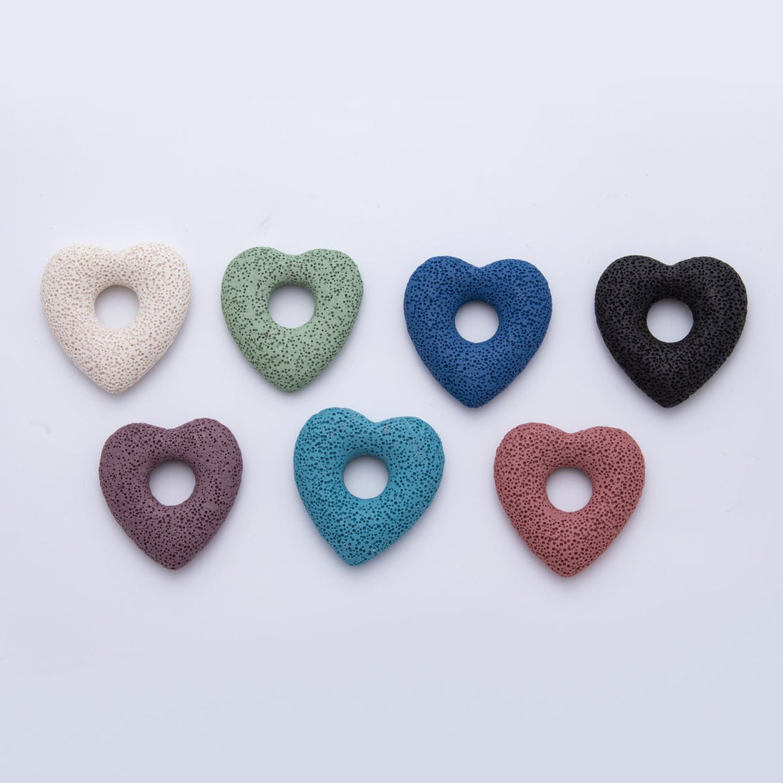 53mm Black, Blue, Green Textured Lava Stone Heart Lovely Finding | Z1470 ~ Z1473