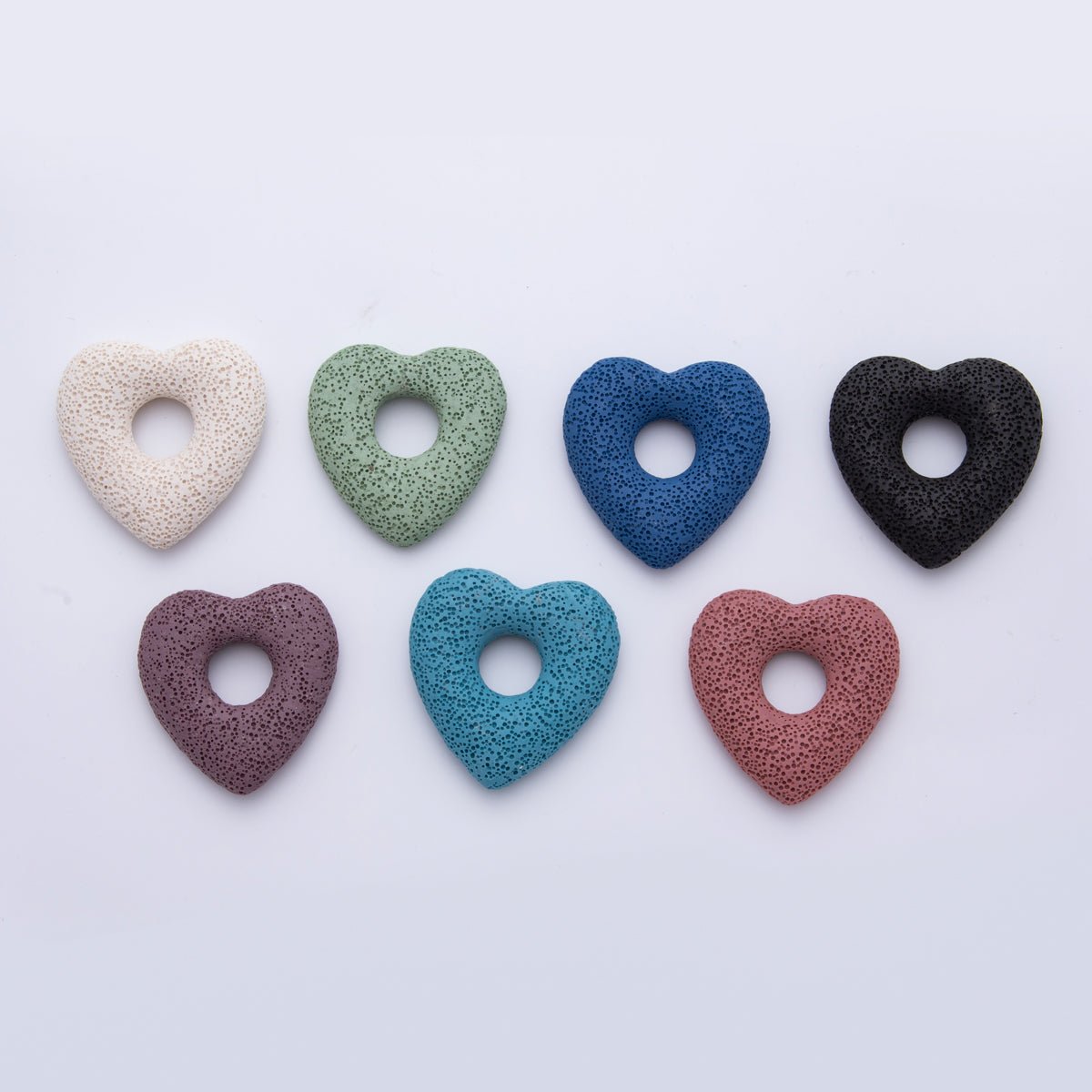 53mm Black, Blue, Green Textured Lava Stone Heart Lovely Finding | Z1470 ~ Z1473
