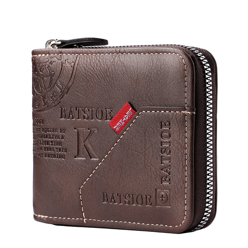 European And American Mens Vintage Bi-Fold Wallet