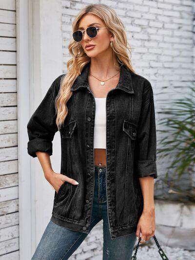 Button Up Long Sleeve Denim Jacket for Stylish Outfits