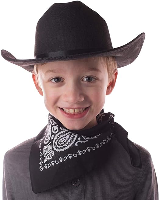 Jr Black Cowboy Hat with Bandana Kids Child Hat