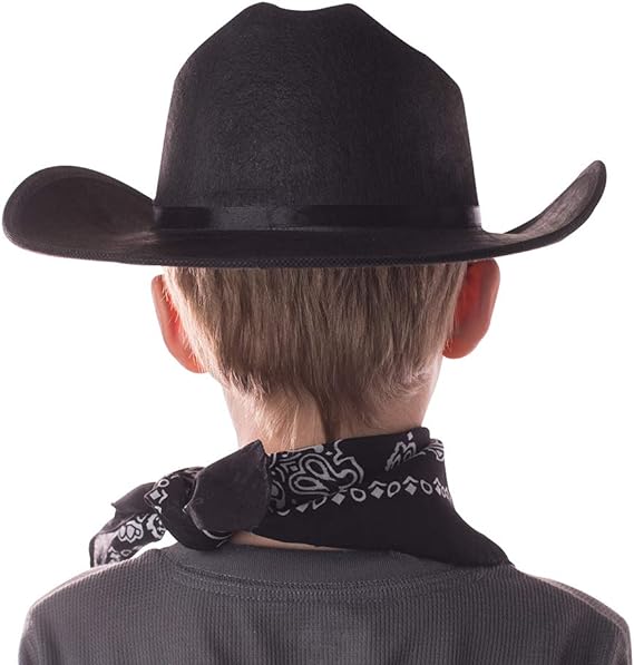 Jr Black Cowboy Hat with Bandana Kids Child Hat