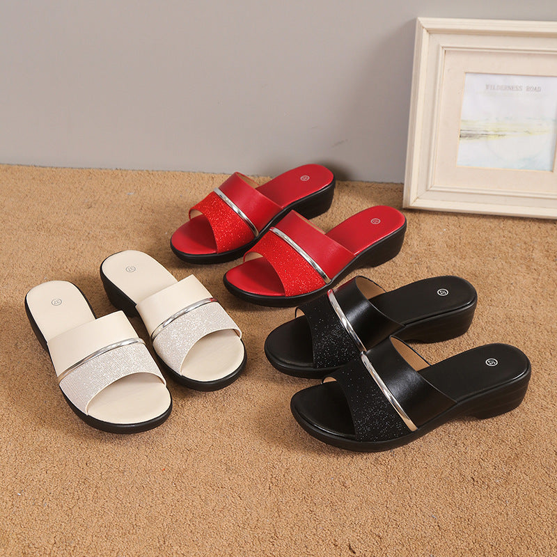 Plus Size Female Slippers Chunky Heel Light