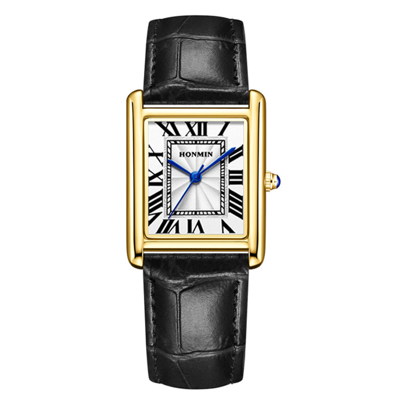 Couple Leather Watch Strap Simple Square Student&