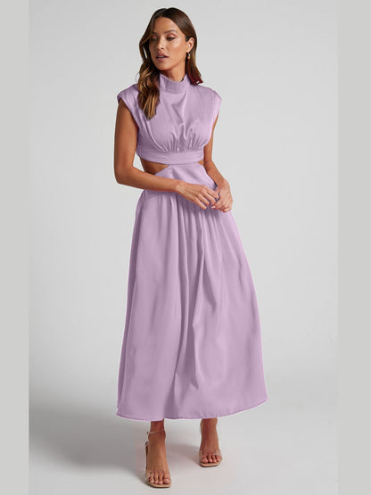 Elegant Cutout Mock Neck Sleeveless Dress