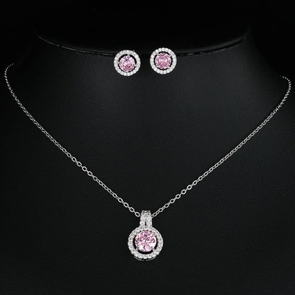 Two-piece Zircon Disc Necklace Set