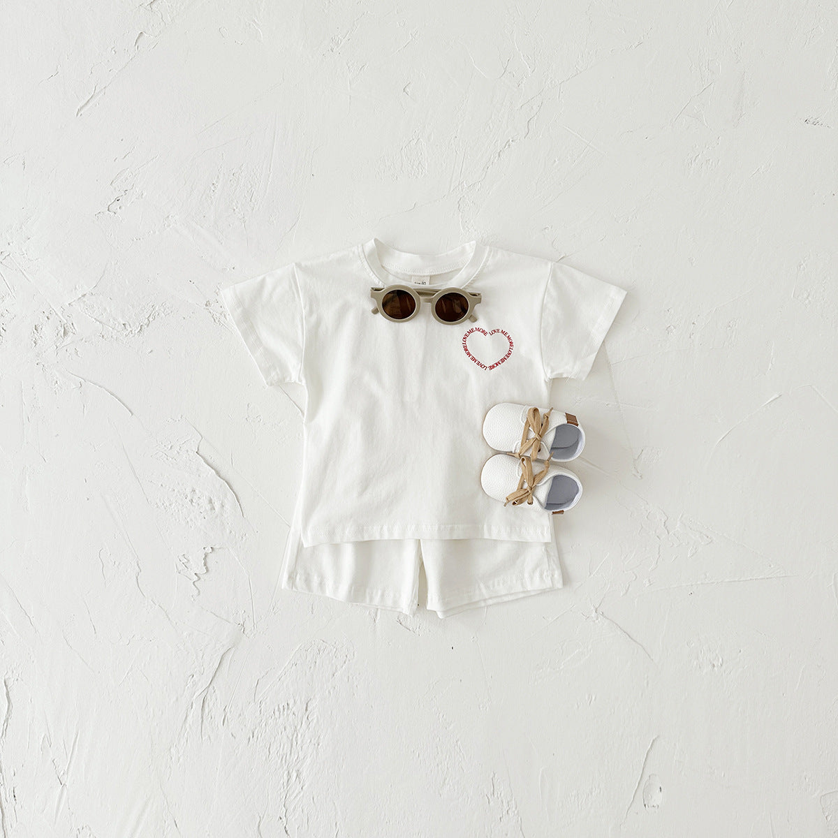 Heart Printing Short Sleeve Suit Korean Style Baby Boys&