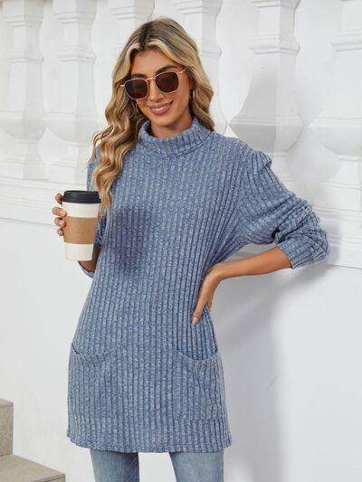 Ribbed Mock Neck Long Sleeve T-Shirt for Women Stylish Wear