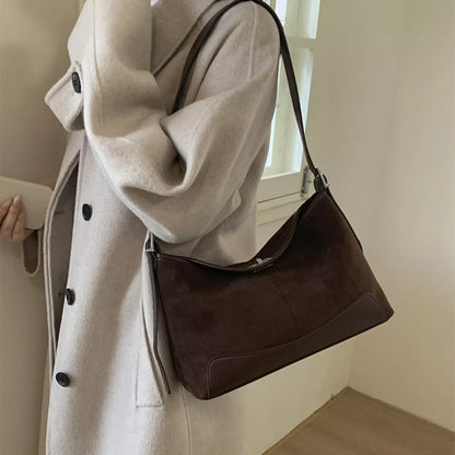 Suede Crossbody Bag with Adjustable Strap
