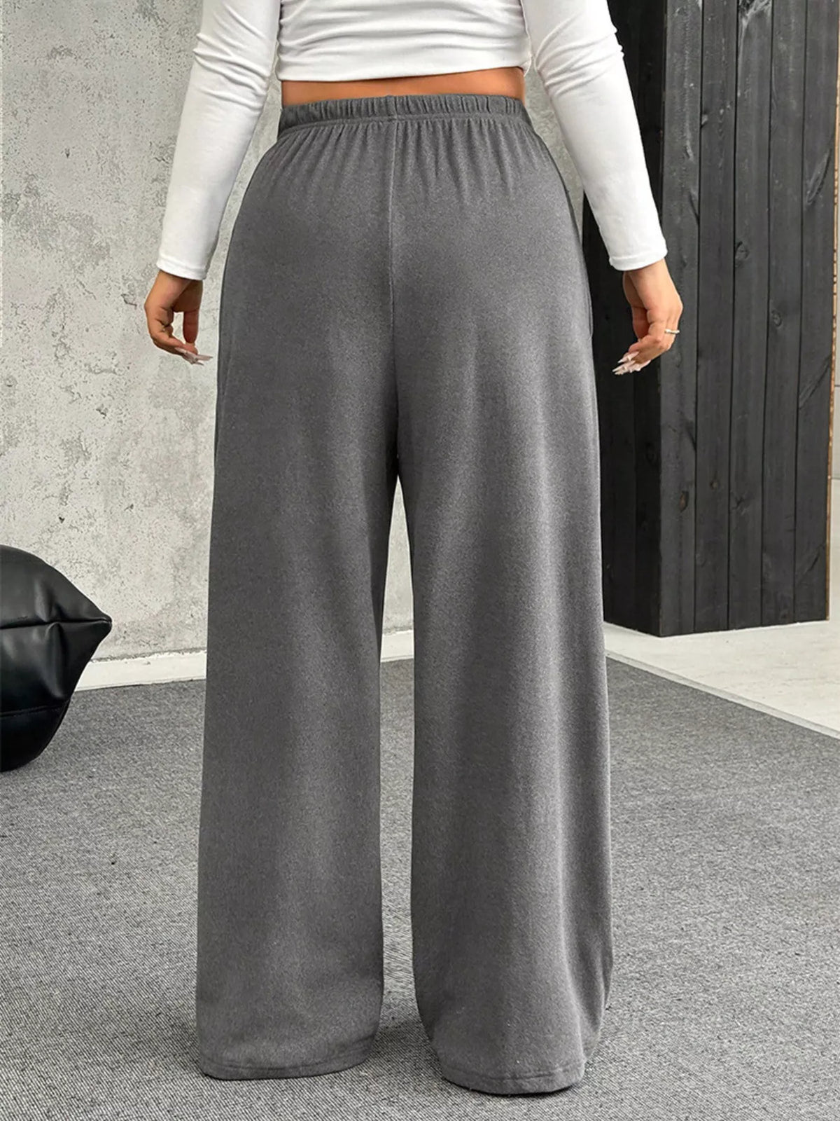 Full Size Drawstring Wide Leg Pants Plus Size