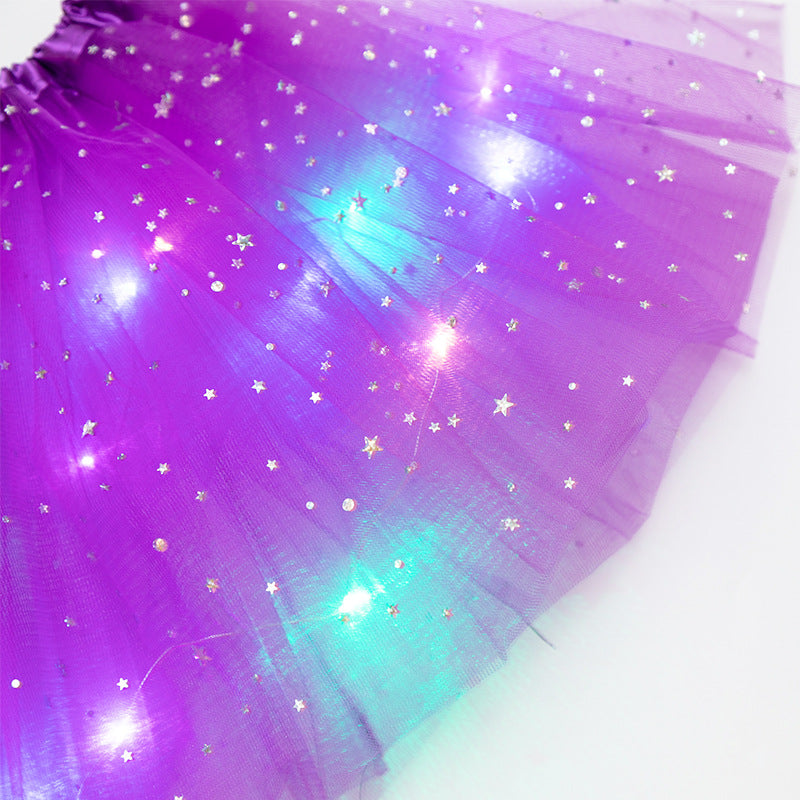 Magical &amp; Luminous  LED Princess Halloween Tutu Skirt Sequins Shiny Skirt