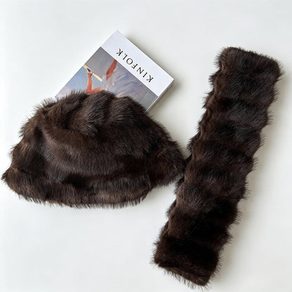 Winter Warm Hat And Scarf Set - Fashionable And Versatile Plush Scarf Outdoor Cold Protection Hat And Scarf Two-piece Set