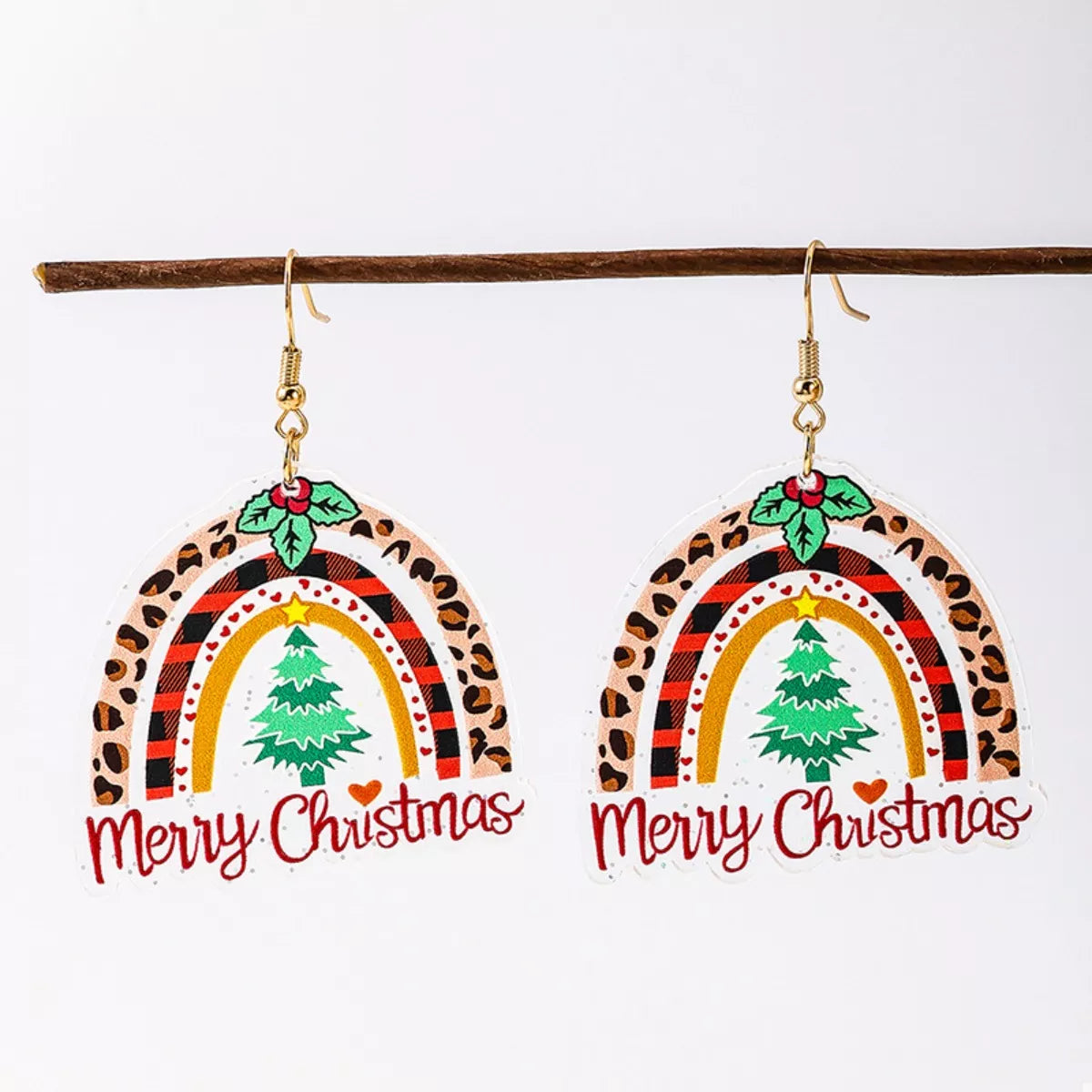 Christmas Rainbow Dangle Earrings