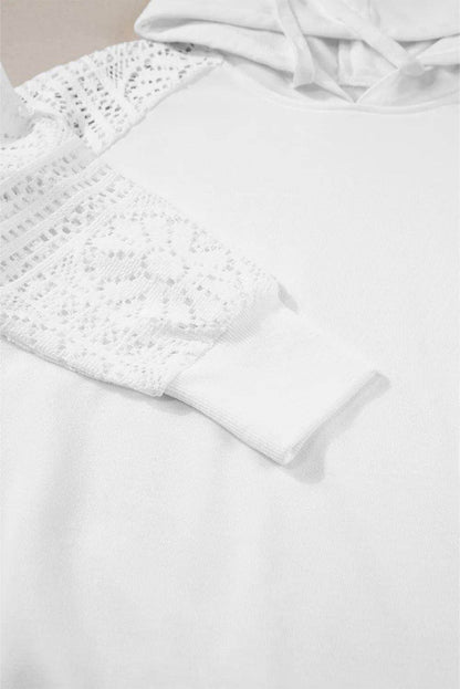 Drawstring Openwork Long Sleeve Hoodie for Women Fashion