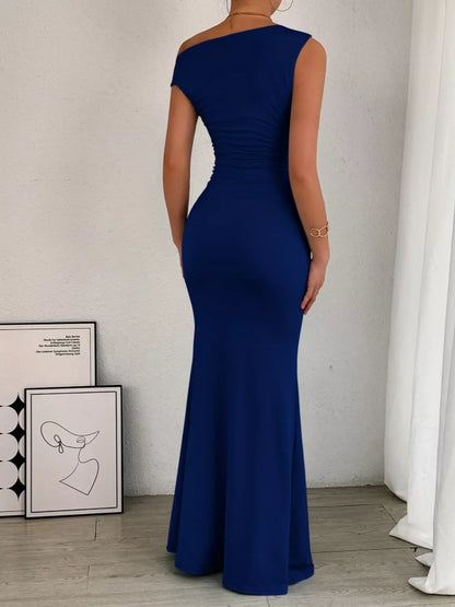 One-Shoulder Ruched Bodycon Maxi Dress