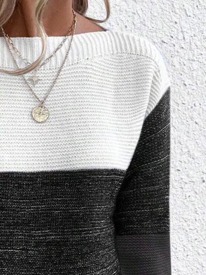 Color Block Long Sleeve Sweater