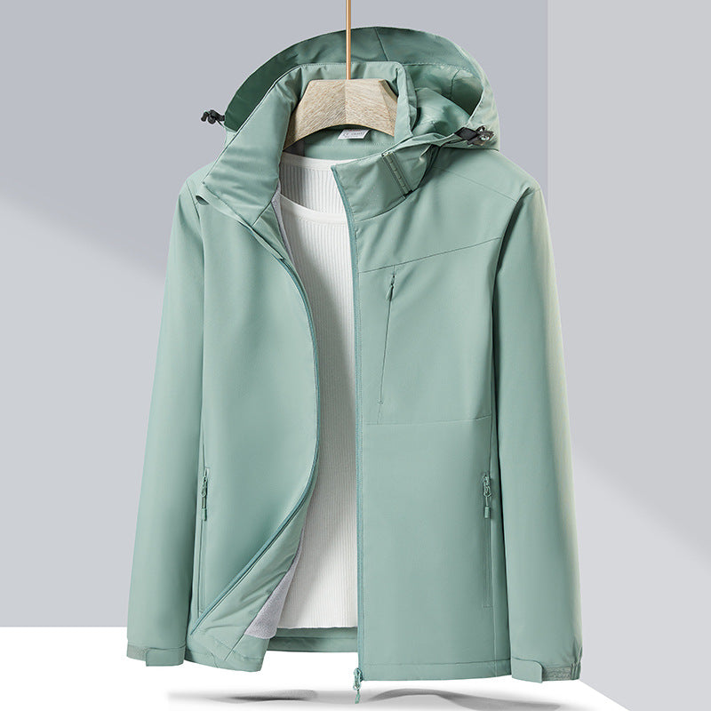 Couple Single-layer Jacket Windproof Sports Fleece-lined Padded Overalls