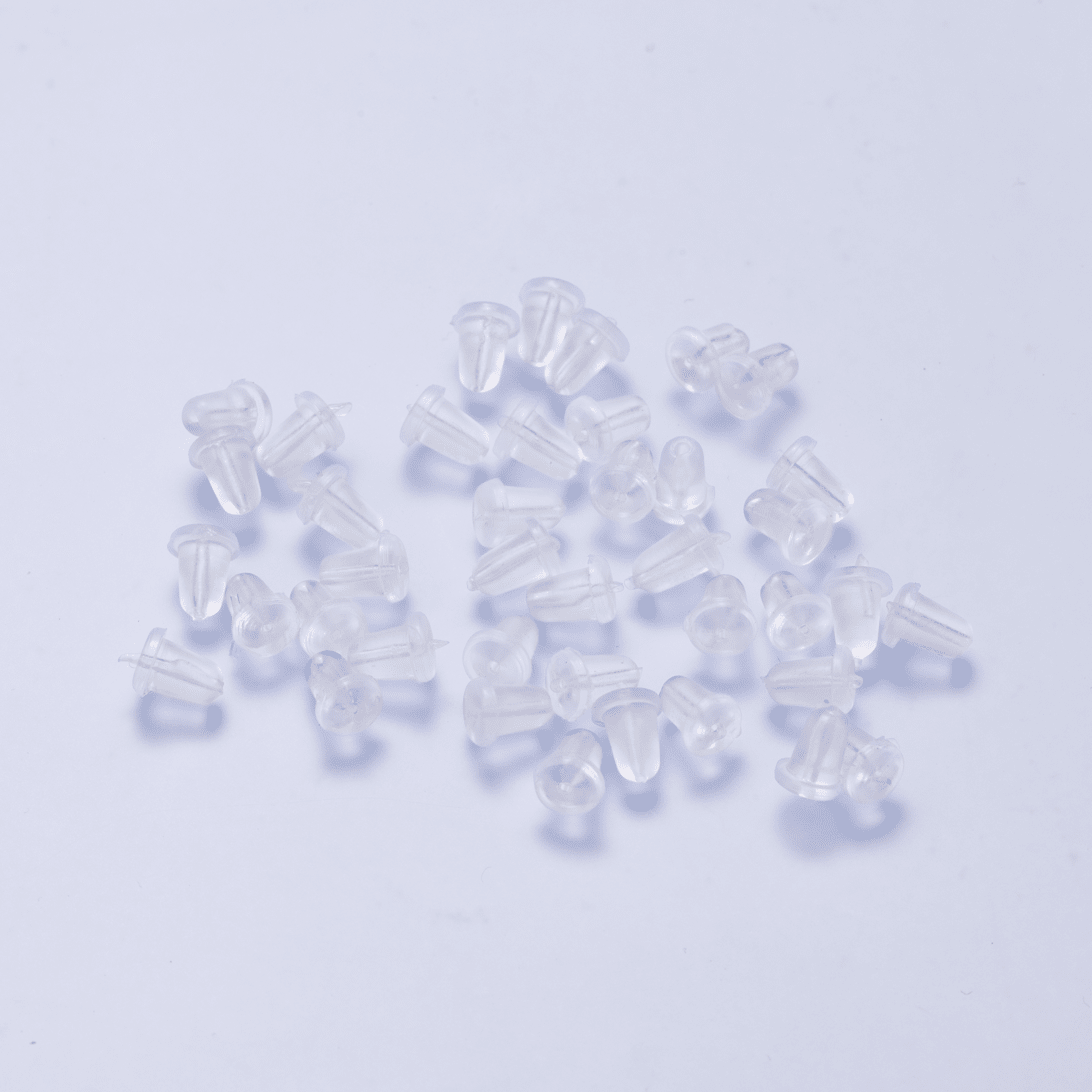 5.6mm x 4.2mm Clear Soft Silicone Rubber Earring Post Backings Set | Findings-00210