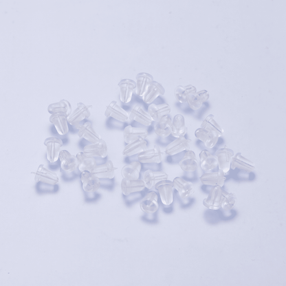 5.6mm x 4.2mm Clear Soft Silicone Rubber Earring Post Backings Set | Findings-00210