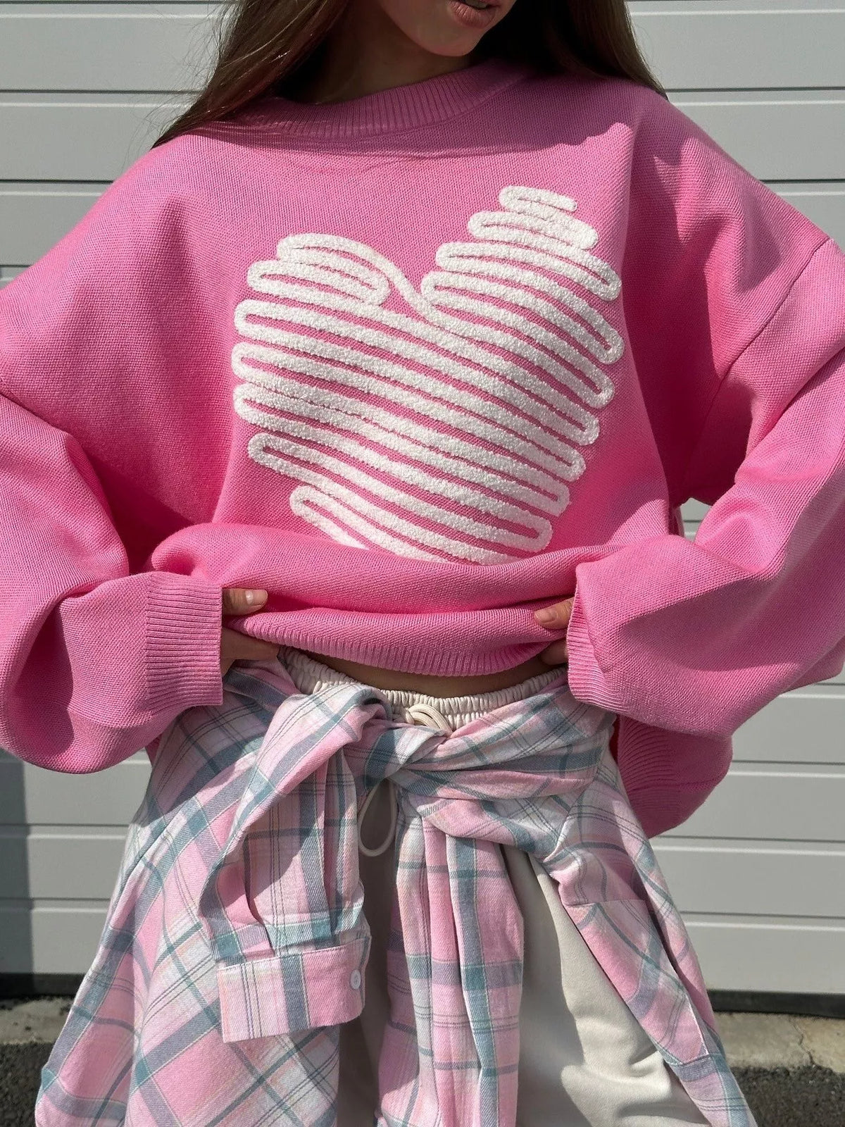 Heart Round Neck Oversized Sweater