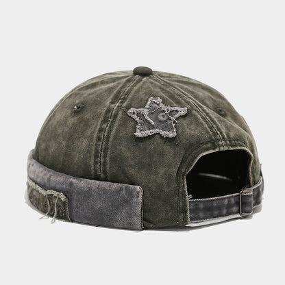Men And Women Can Wear This Vintage Hat With Frayed Edges, Featuring A Five-point Star Patch. It&