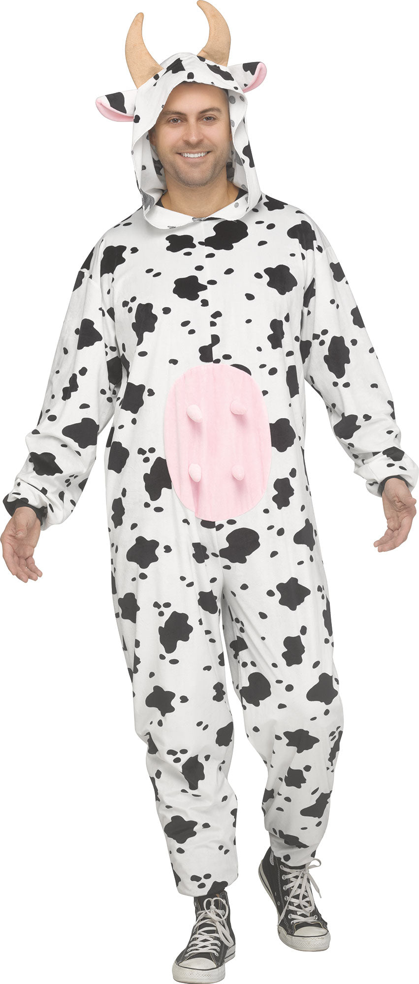 E-Z Cow Jumpsuit with Hood Adult Costume Medium