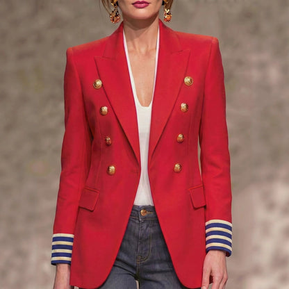 Womens French-style Vintage Red Blazer