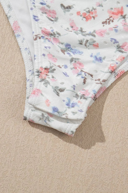 Floral Textured Square Neck Sleeveless Bodysuit