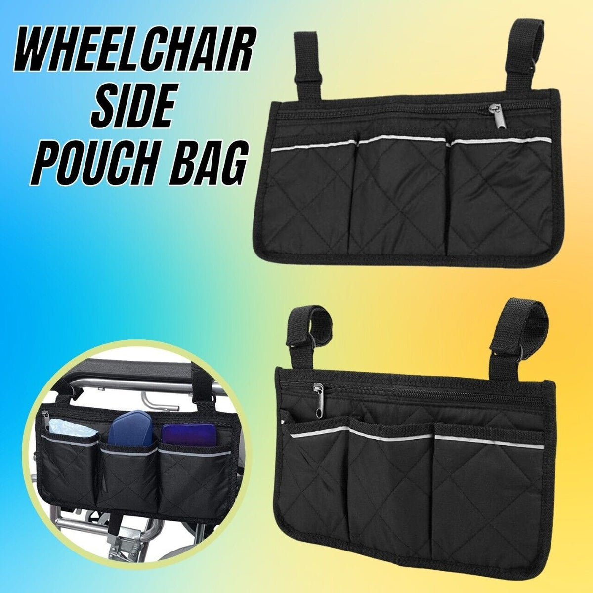 Outdoor Wheelchair Armrest Storage Pouch: Organizer Holder Pack