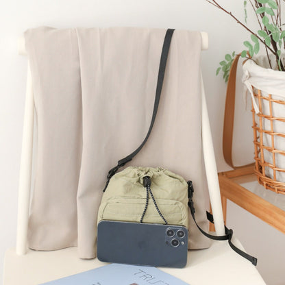 Versatile Drawstring Bucket Bag for Women - Casual Nylon Shopping Small Crossbody Mobile Phone Bag