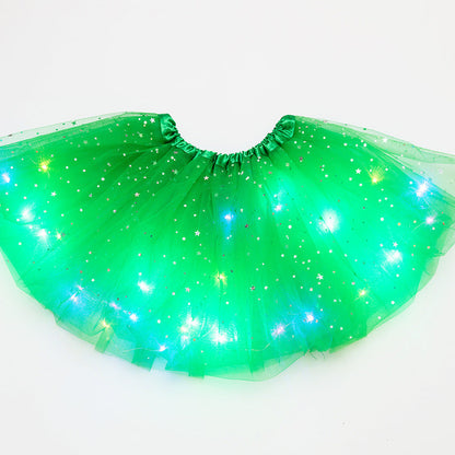 Magical &amp; Luminous  LED Princess Halloween Tutu Skirt Sequins Shiny Skirt