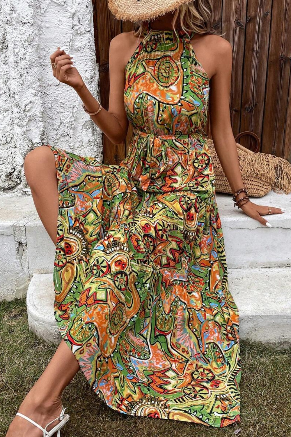 Elegant Floral Sleeveless Dress Lightweight &amp; Feminine Summer Essential Beautiful Print Dress