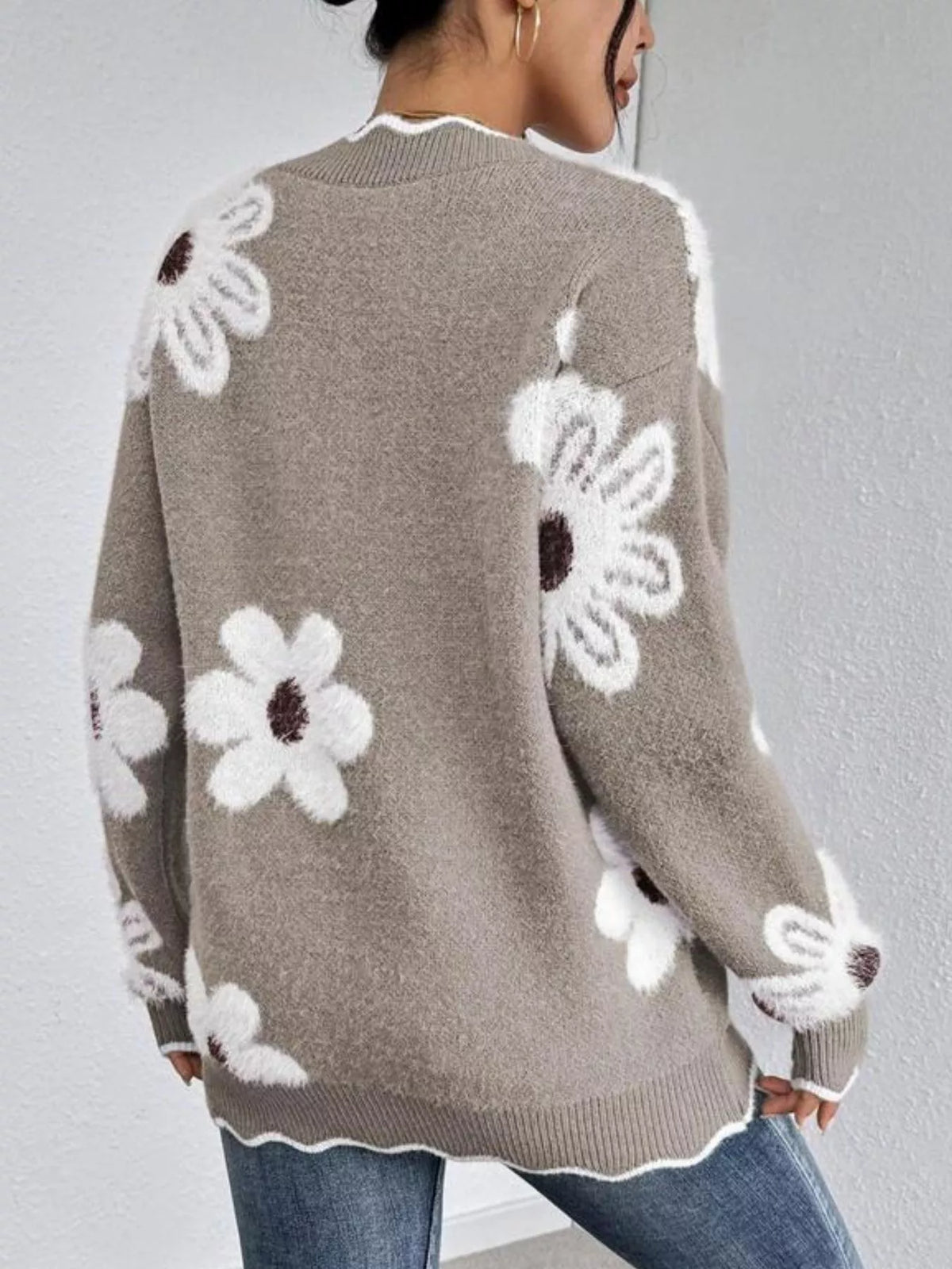 Floral V-Neck Long Sleeve Sweater