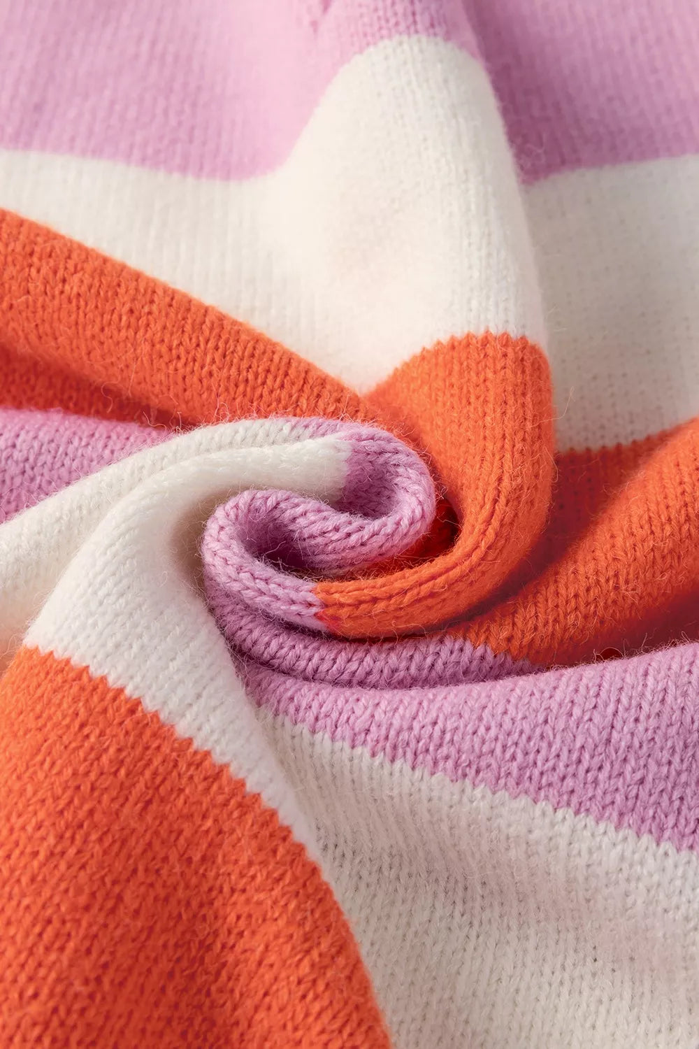 V-Neck Striped Color Block Knit Top