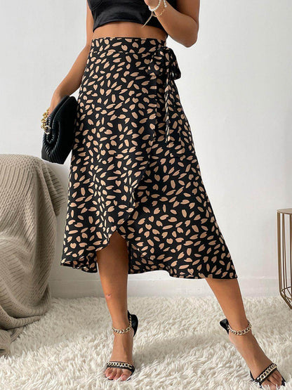 Tied Slit Printed Skirt for Stylish Summer Outfits