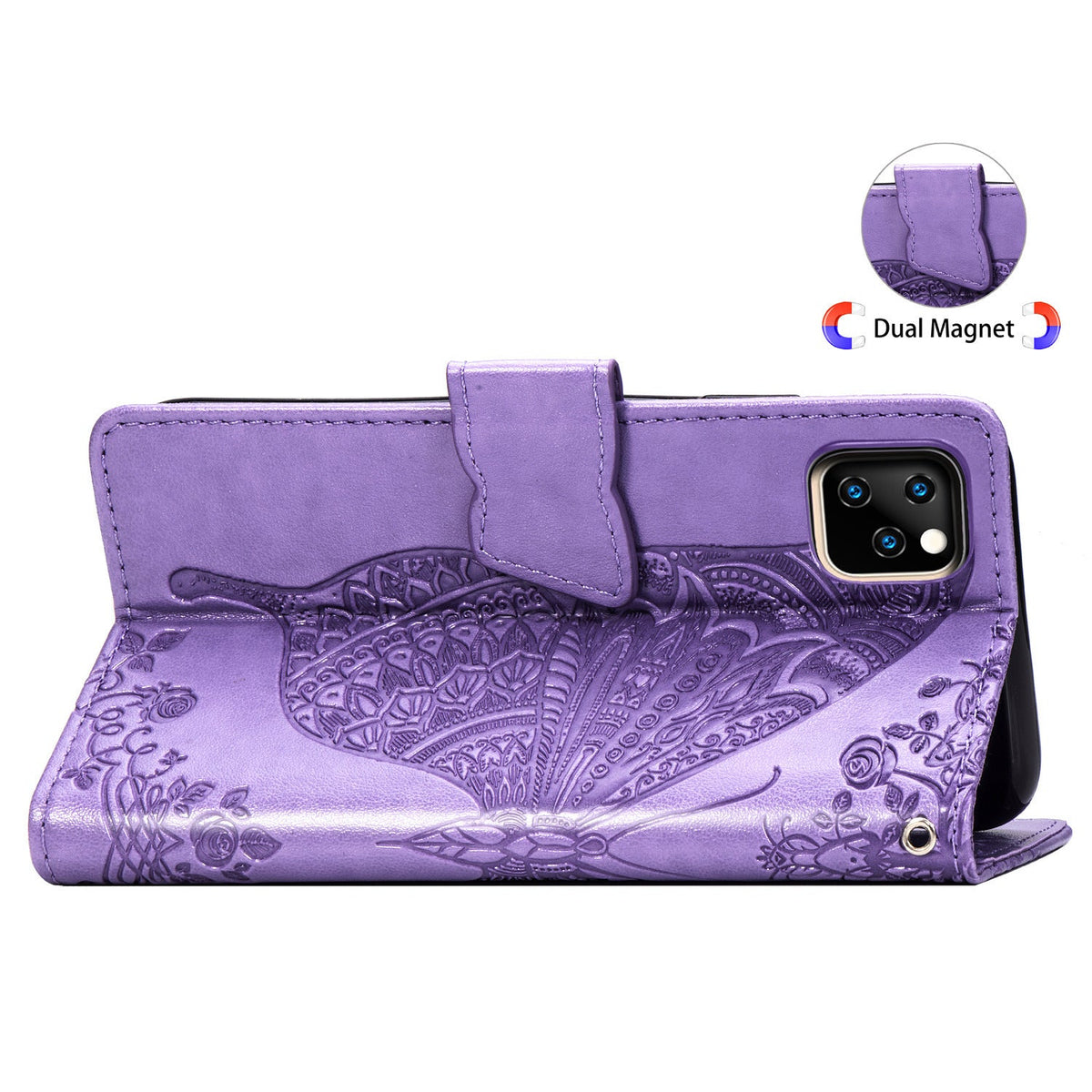Flower Butterfly Embossed Leather Case
