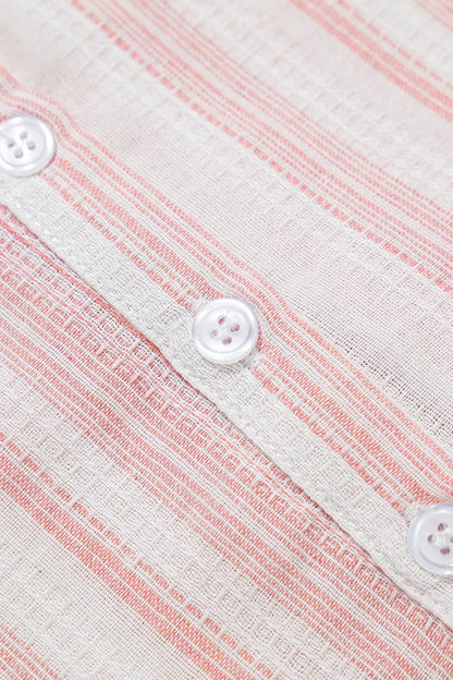 Striped Button Detail Short Sleeve Blouse